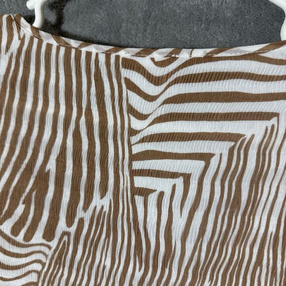 Chicos Tunic Top 2XL Size 4 Beige Babydoll Balloon 3/4 Sleeve Striped Flowy - Picture 11 of 11